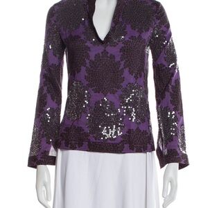 Tory Burch Purple and Black Sequin Tunic